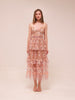 Pastel Pink Floral Embellished Midi Dress