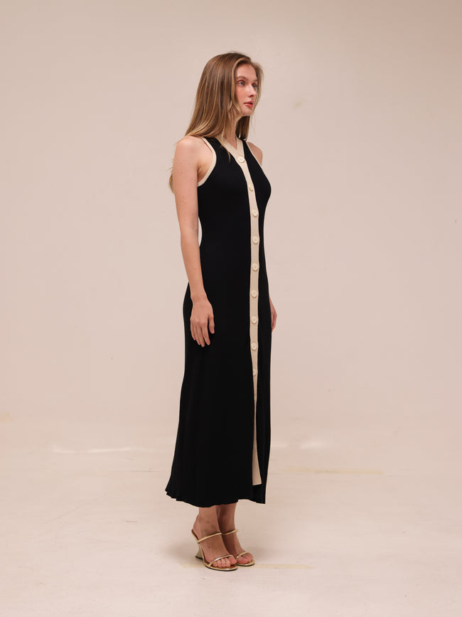 Gabriella Two Tone Rib Knit Maxi Dress