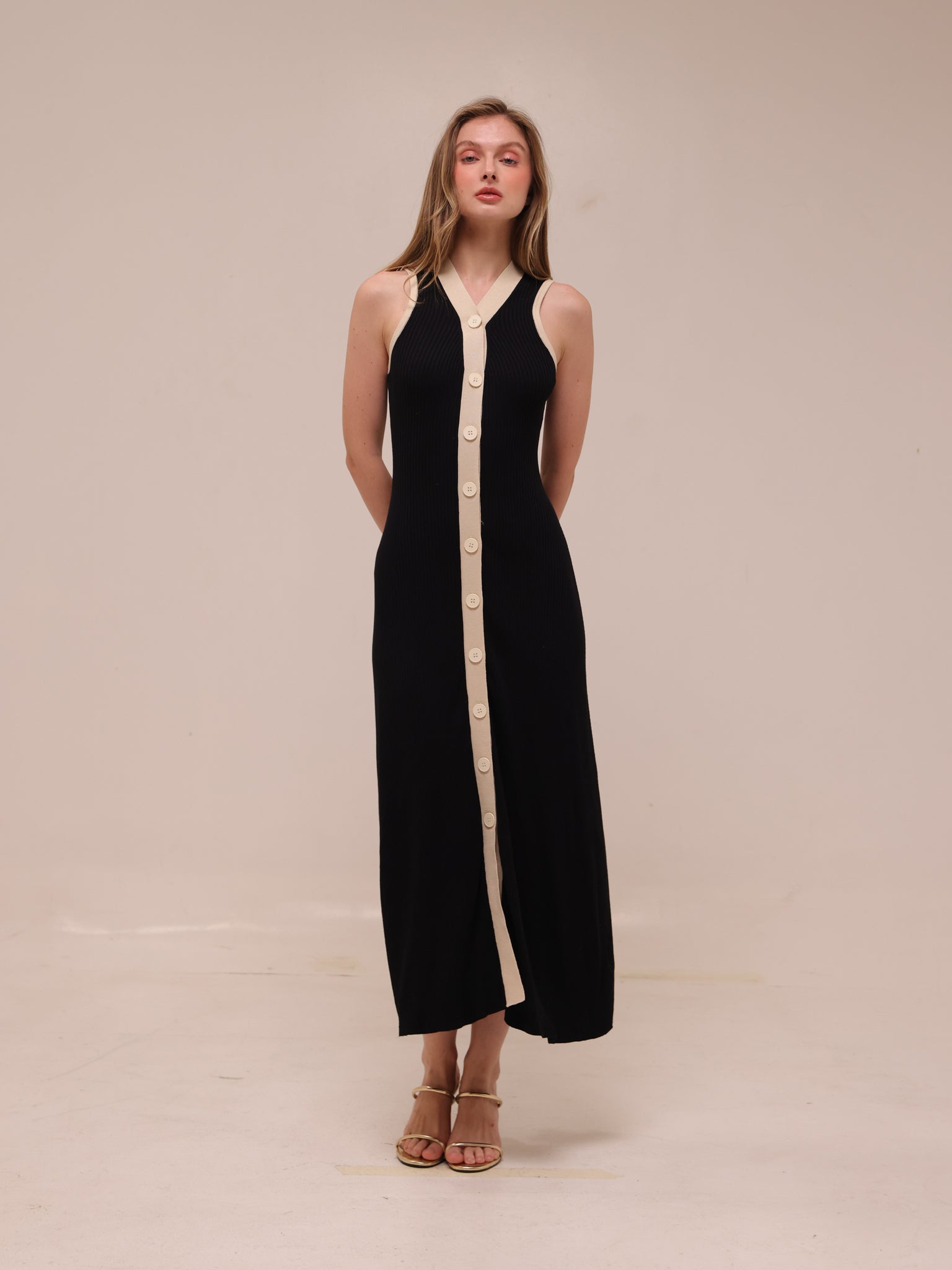 Gabriella Two Tone Rib Knit Maxi Dress
