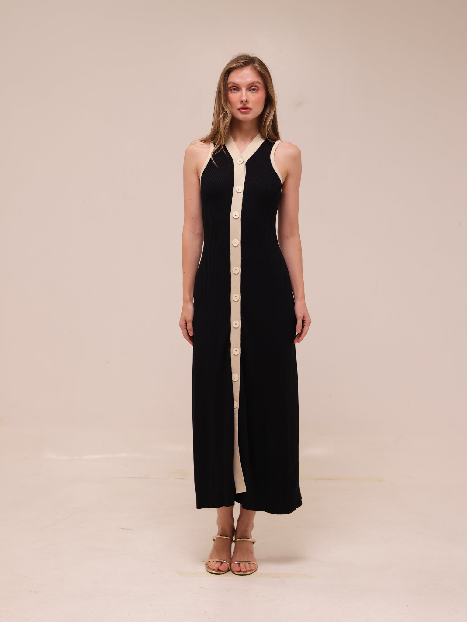 Gabriella Two Tone Rib Knit Maxi Dress