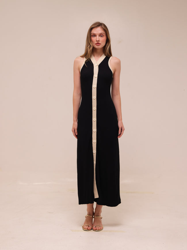 Gabriella Two Tone Rib Knit Maxi Dress