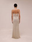Cream Rhinestone Mesh Maxi Dress