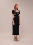 Crepe Diamante Midi Dress