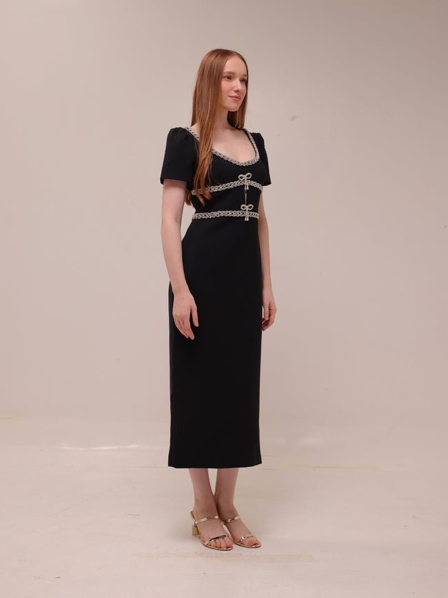 Crepe Diamante Midi Dress