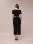 Crepe Diamante Midi Dress