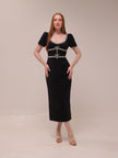 Crepe Diamante Midi Dress