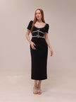 Crepe Diamante Midi Dress