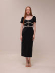 Crepe Diamante Midi Dress