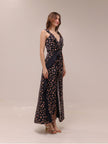 Black Floral Print Crepe Draped Sleeveless