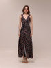 Black Floral Print Crepe Draped Sleeveless