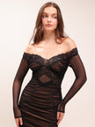 Abito Black Mesh Mini Dress