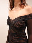 Abito Black Mesh Mini Dress