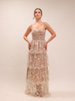 Flower Sequin Tier Maxi Dress