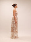 Flower Sequin Tier Maxi Dress