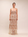 Flower Sequin Tier Maxi Dress