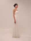 Ivory Chiffon Empire Waist Halter Dress