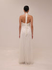Ivory Chiffon Empire Waist Halter Dress