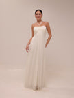 Ivory Chiffon Empire Waist Halter Dress