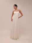 Ivory Chiffon Empire Waist Halter Dress