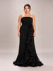Formal Long Slit Prom Ruffle Dress in Black