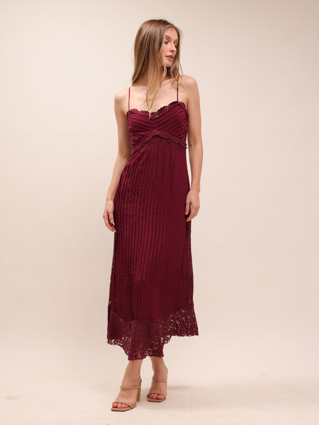 Purple Lace Sleeveless Midi Dress