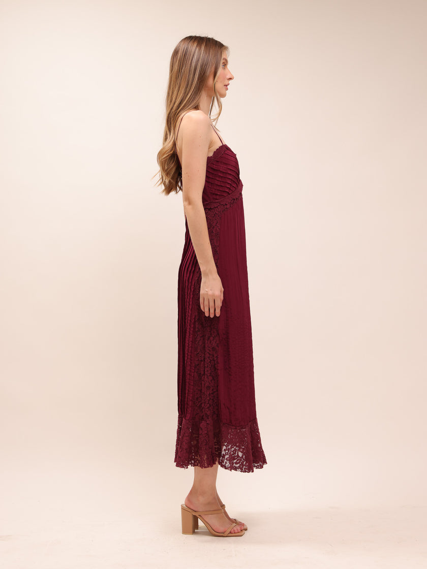 Purple Lace Sleeveless Midi Dress