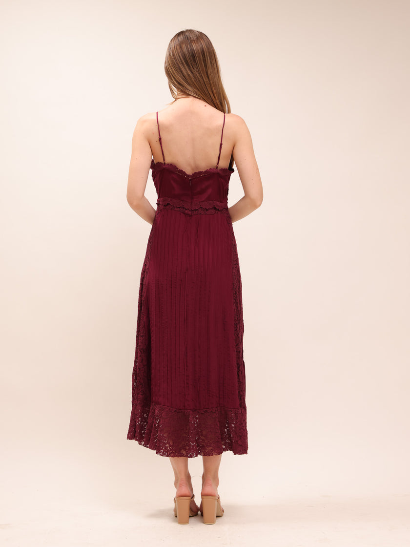 Purple Lace Sleeveless Midi Dress