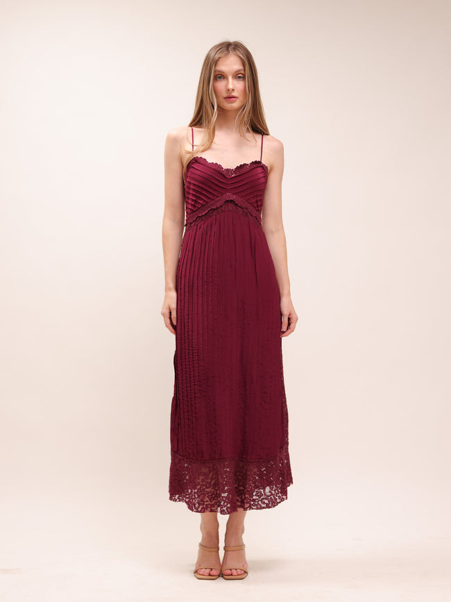 Purple Lace Sleeveless Midi Dress