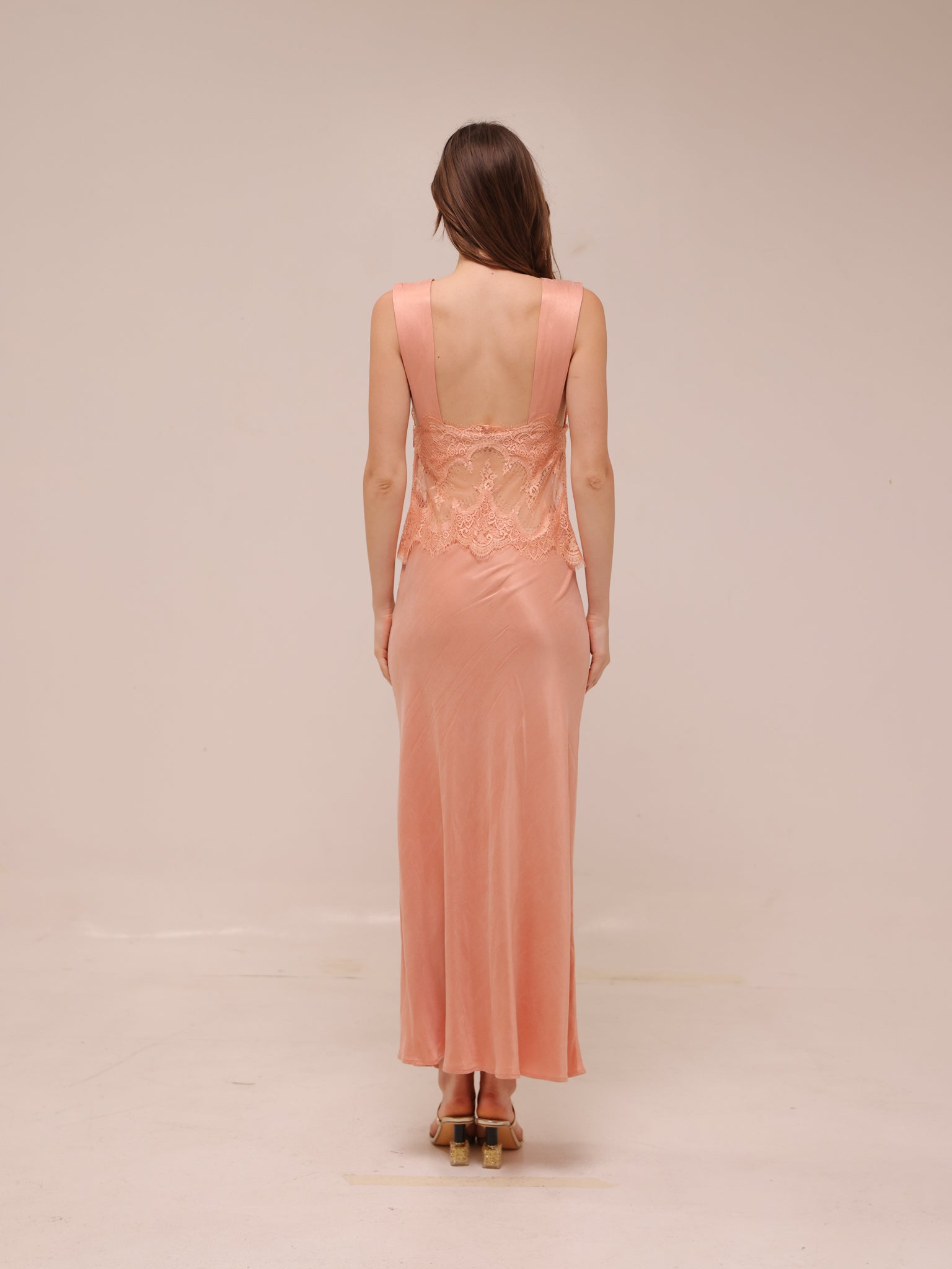 Visions Lace Deep V Maxi Dress