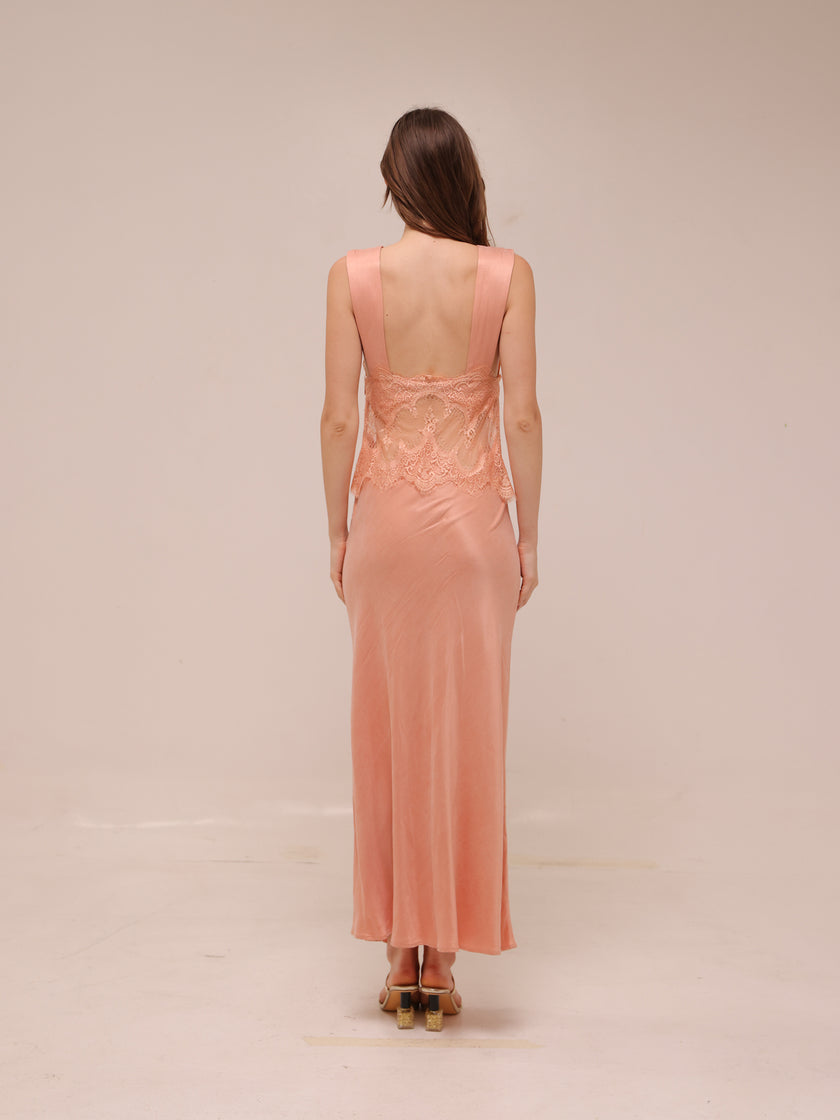Visions Lace Deep V Maxi Dress