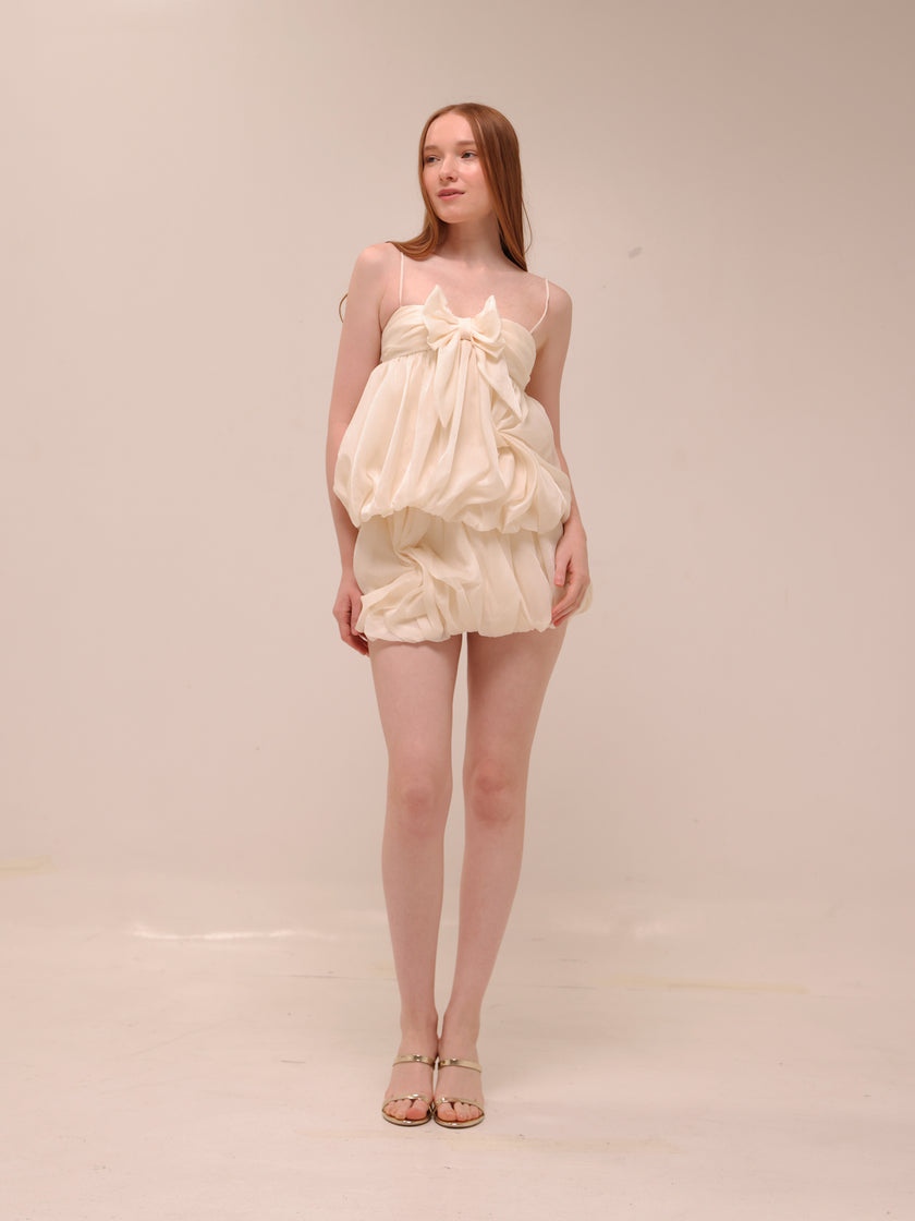 Genevieve Bow Dress in Cream