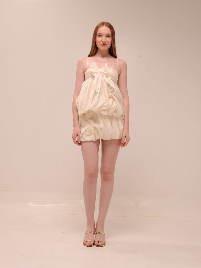 Genevieve Bow Dress in Cream