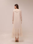 Frill Chiffon Long Sleeve Midi Dress
