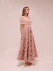 Rosette Tulle Off-Shoulder Gown