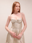 The Lucetta Dress in Taupe Windsor Brocade