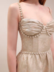 The Lucetta Dress in Taupe Windsor Brocade