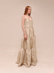 The Vivian Dress in Taupe Windsor Brocade