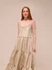 The Vivian Dress in Taupe Windsor Brocade