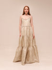 The Vivian Dress in Taupe Windsor Brocade