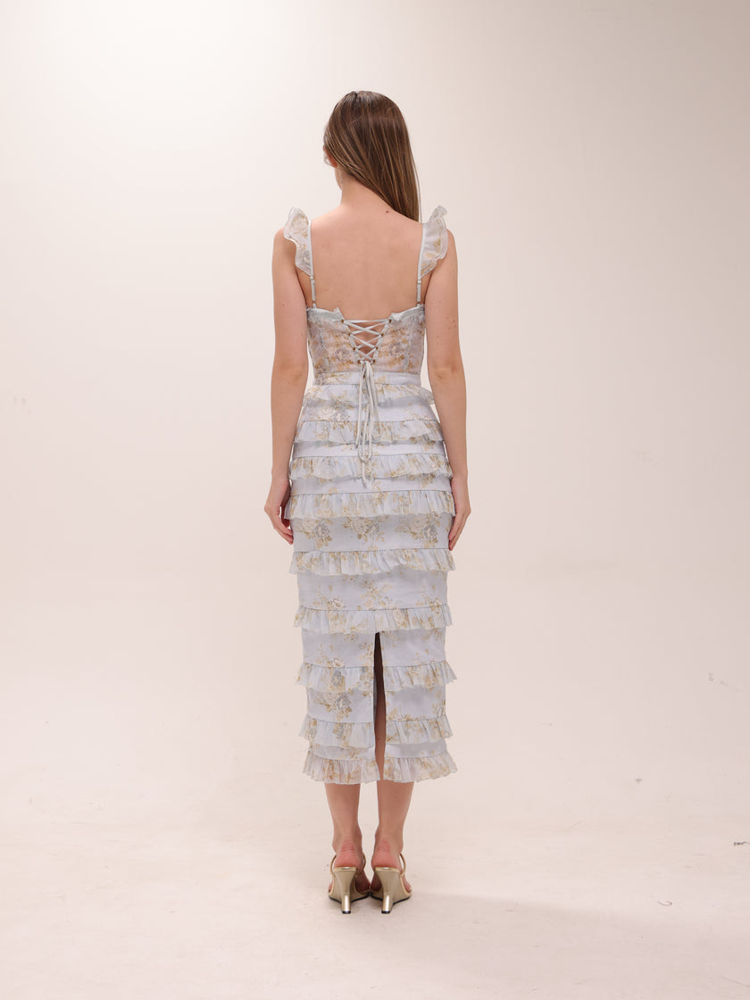 The Fiorenza Dress in Victorian Blue Roses