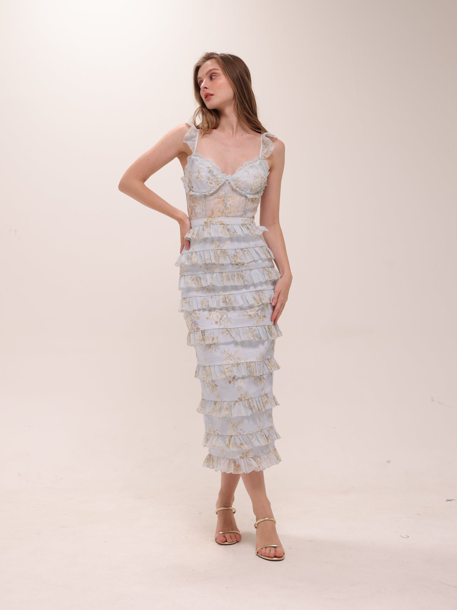 The Fiorenza Dress in Victorian Blue Roses