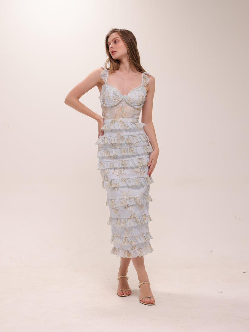 The Fiorenza Dress in Victorian Blue Roses