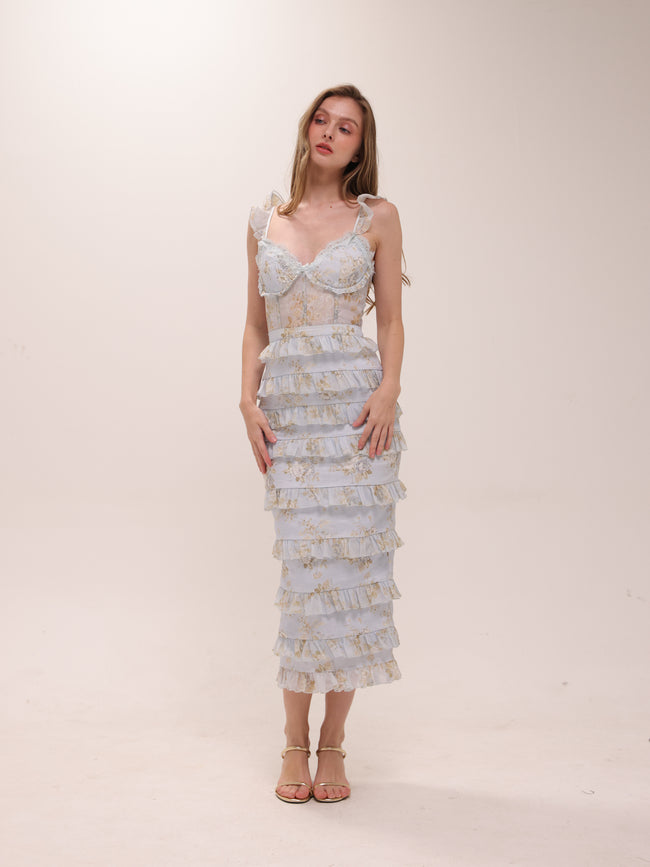 The Fiorenza Dress in Victorian Blue Roses