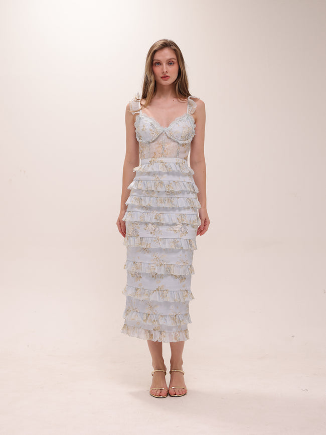 The Fiorenza Dress in Victorian Blue Roses