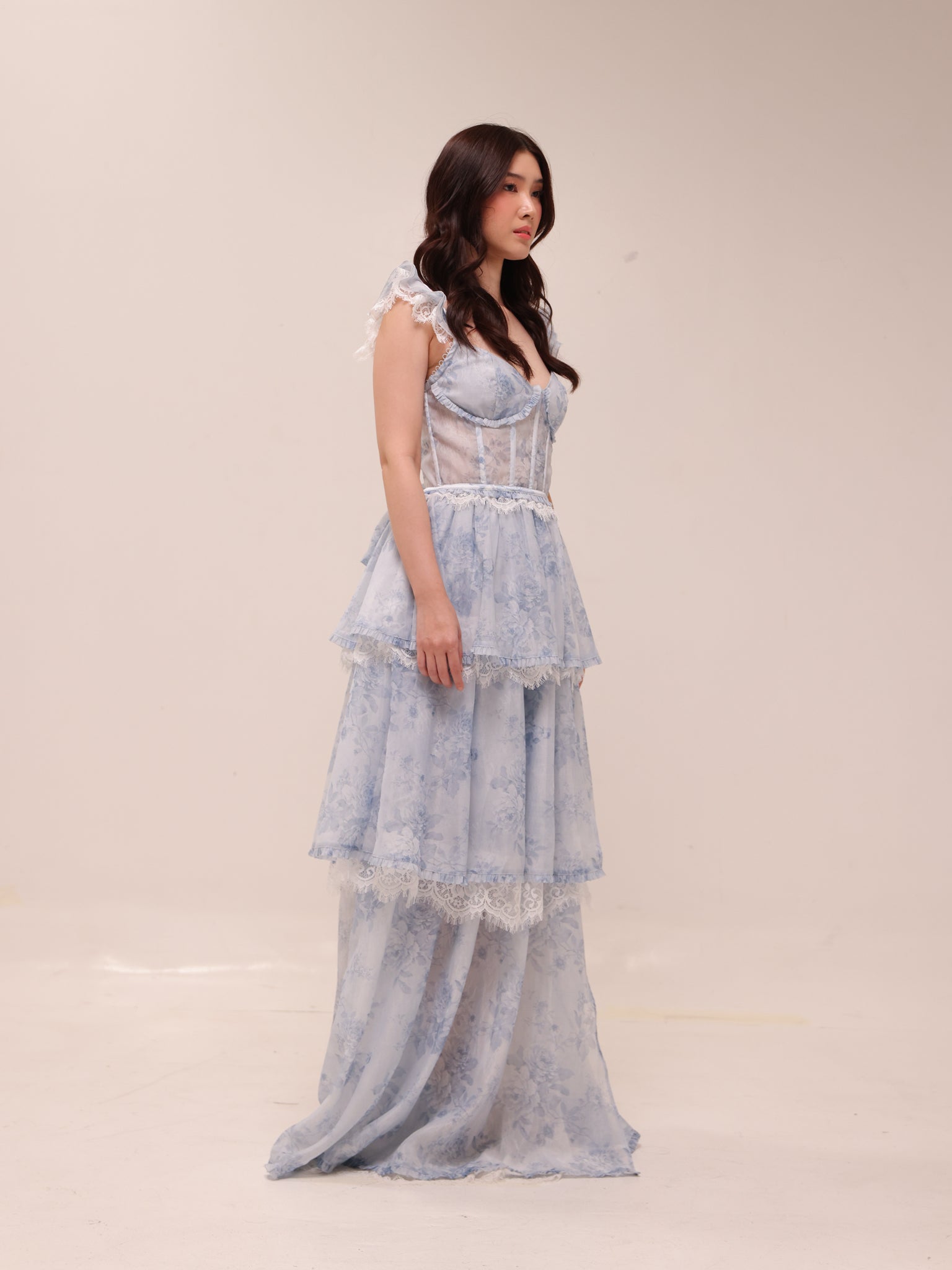 The Jolie Dress in Blue Tapestry Rose