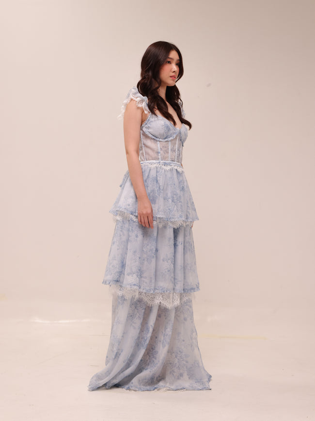 The Jolie Dress in Blue Tapestry Rose