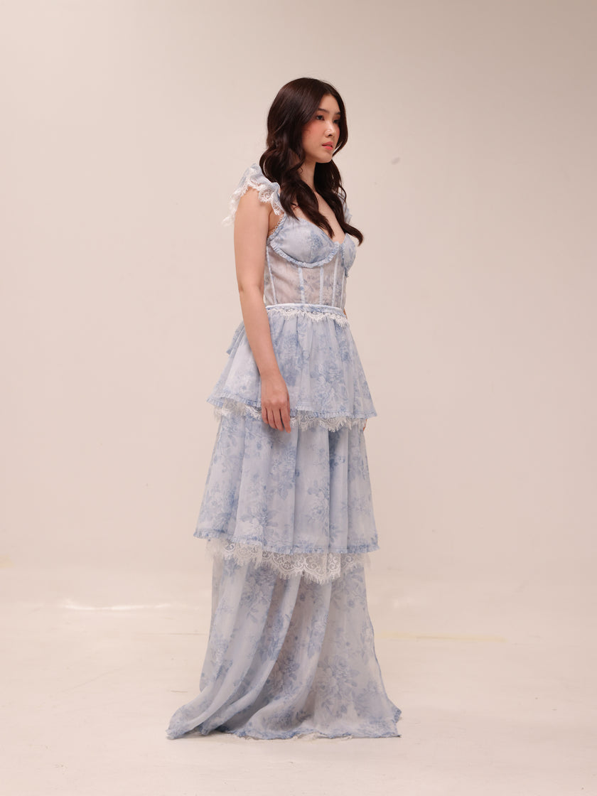 The Jolie Dress in Blue Tapestry Rose