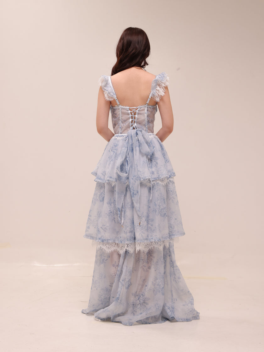 The Jolie Dress in Blue Tapestry Rose
