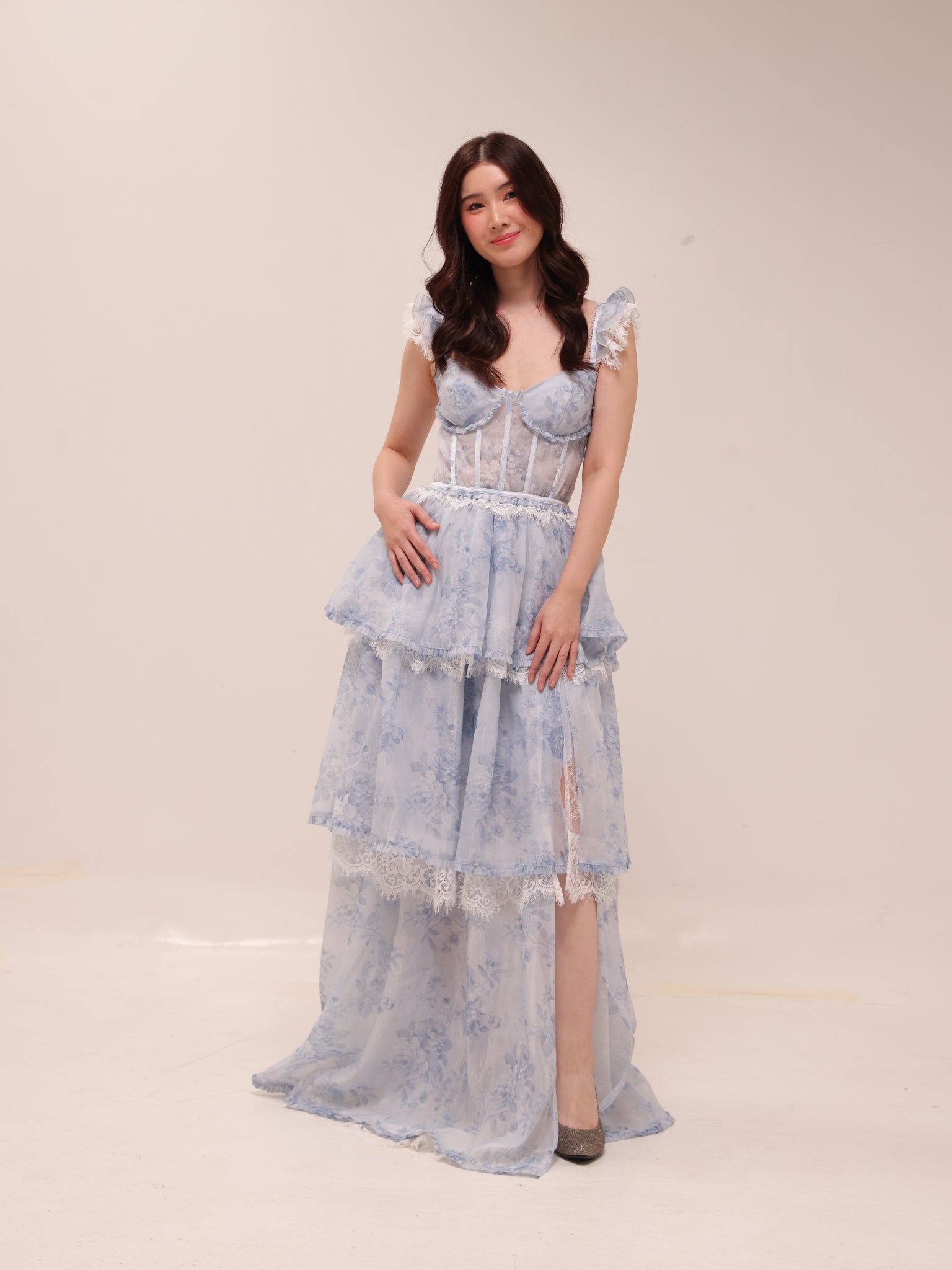 The Jolie Dress in Blue Tapestry Rose