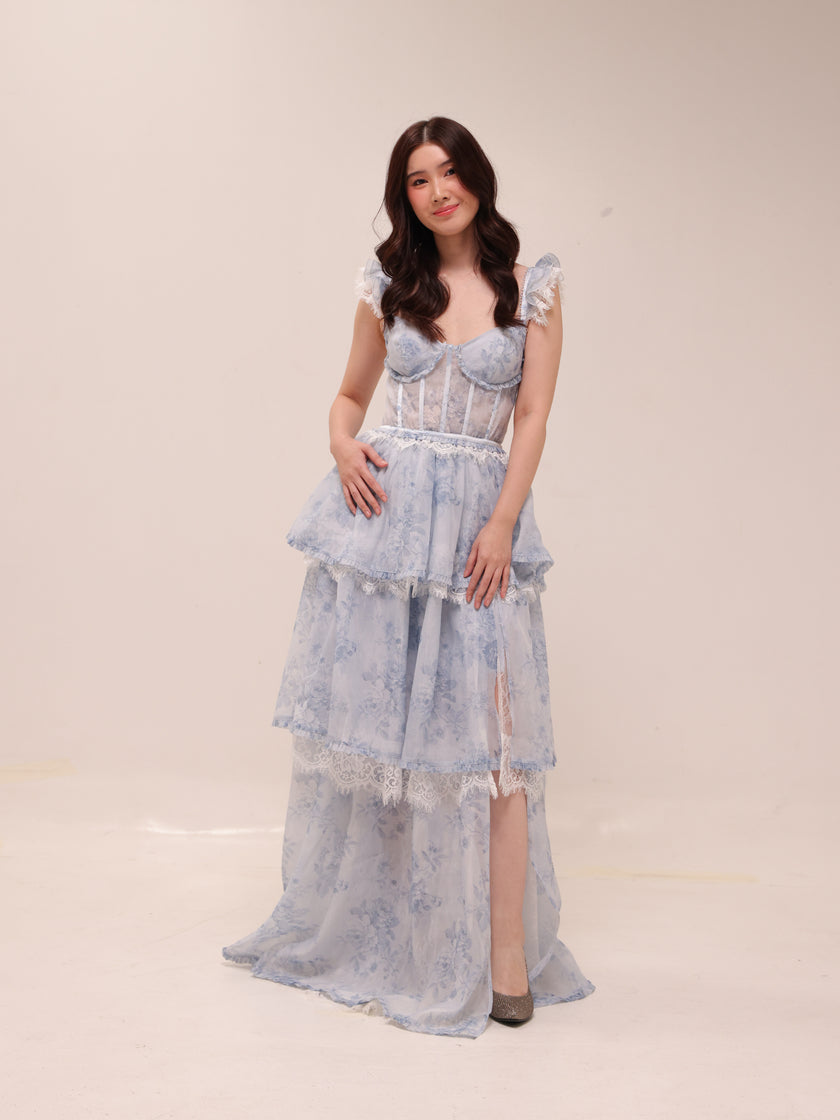 The Jolie Dress in Blue Tapestry Rose